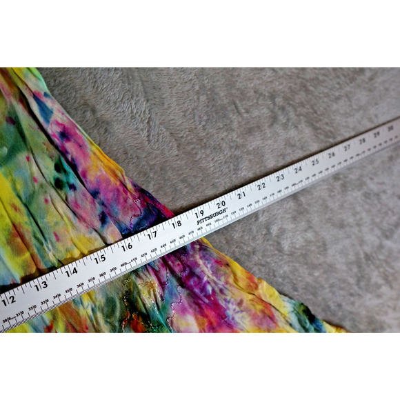 S.R. Fashion Free Size Rayon Sundress Embroidered Tie-Dye Rainbow Swirl Boho Ind - Picture 10 of 13